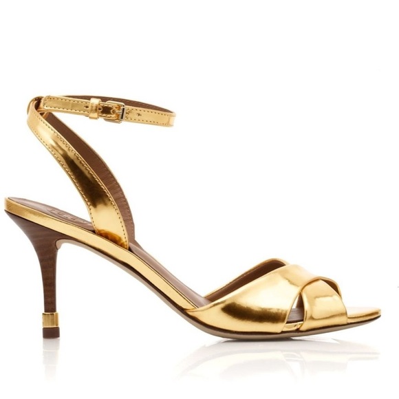 Tory Burch Metallic Tania Sandal EUC - Picture 1 of 11